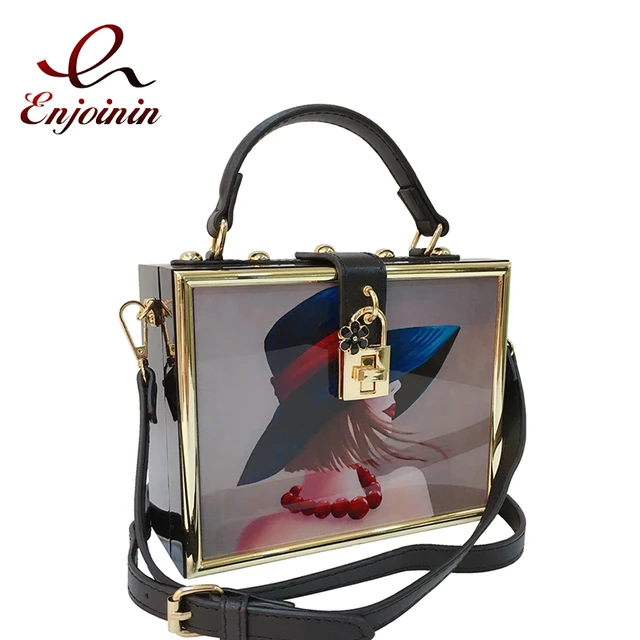 Acrylic Box Handbag for Women Elegant Fashion Luxury Female