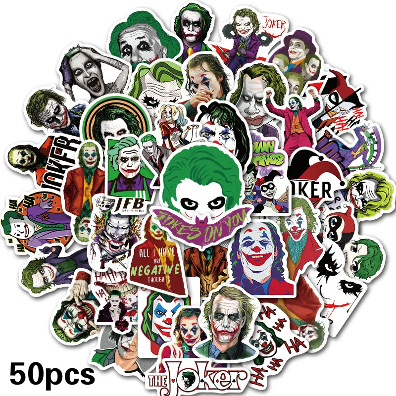 

50PCS The Joker Anime Stickers Cartoon Clown Style for Case Laptop Motorcycle Skateboard Luggage Decal Children Toy Sticker