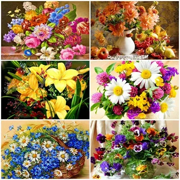 

HUACAN Diamond Embroidery Diamond Painting Flower Full Drill Square 5D DIY Picture Of Rhinestone Diamond Mosaic Flowers