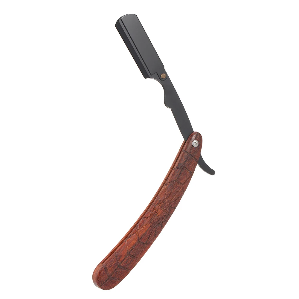 Men Shaving Barber Tools Stainless Steel Straight Razor Holder Hair Razor and Blades Razor Wood Handle Folding Shaving Knife