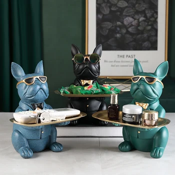 

Cool Bulldog Statue Table Decoration Fashion Sculpture Home Room Decor Multifunction Desk Storage Figurine Miniature Coin Bank