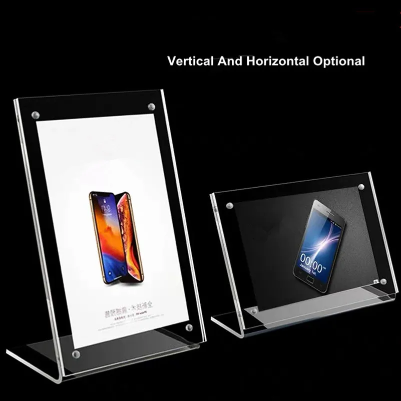 A6 105x148mm L Shape Magnetic Acrylic Sign Holder Display Stand Table Plastic Menu Holder Price Label Poster Paper Stand a6 105x148mm double sided plastic desktop photo picture portrait style ad frame acrylic slant back sign holders flyer stand