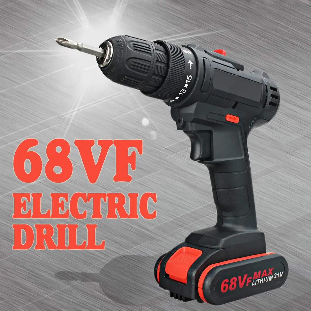 

Drillpro 68VF Electric Drill Cordless Lithium-Ion Drill/Driver Rechargable Adjustable 3200r/min 2 Speed Hand Drill With Battery