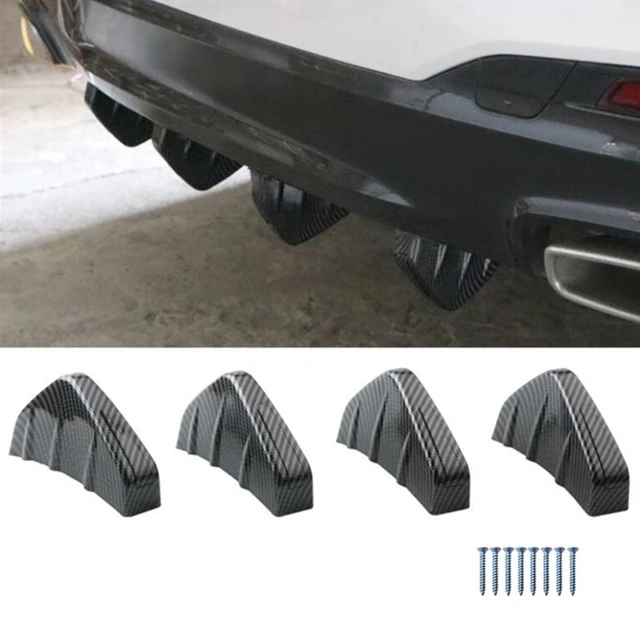 Automotive 4PCS Universal Rear Bumper Lip Diffuser Shark Fins,Chin Bumper  Protector for Rear, Shark Fins Cover Trim Spoiler - Carbon Fiber Pattern