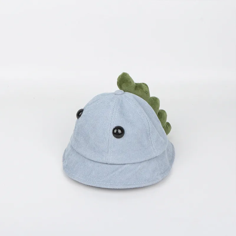 light blue Новые осенние детские вельветовые шапки для рыбака в Корейском стиле с рисунком динозавра, Детская милая сумка, шапки, теплые Непродуваемые шапки - Цвет: light blue