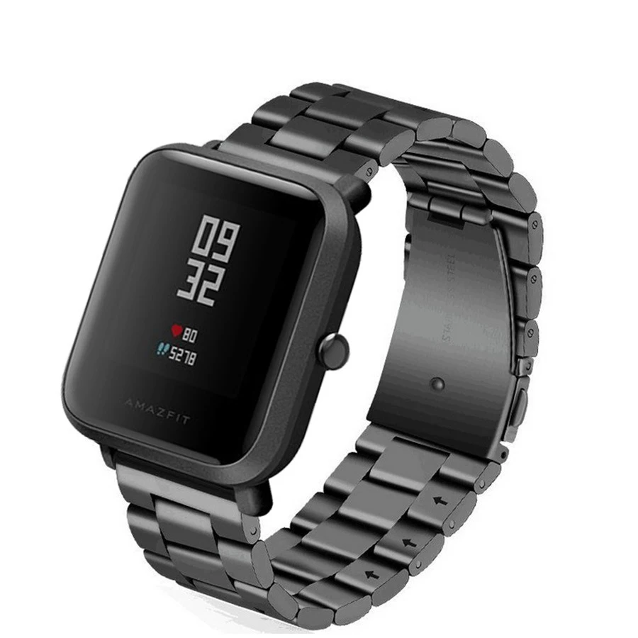 Металлический ремешок для Xiaomi Amazfit Bip Youth Smart Band фитнес-трекер Аксессуар стальной ремень для Huami Amazfit Bip браслет