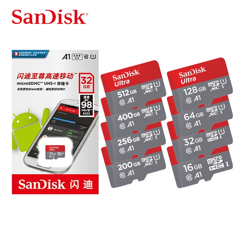 SanDisk mikro SD kart 16gb 32gb 64gb 128gb orijinal ultra C10 hafıza kartı  Microsd 512 gb cartao de Memoria TF kartları ücretsiz kargo