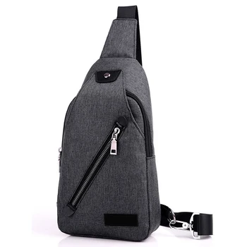 

Men Students Canvas Adjustable Straps Crossbody Bag Chest Casual Daily Large Capacity Wear Resistant Zipper Closure Waterproof