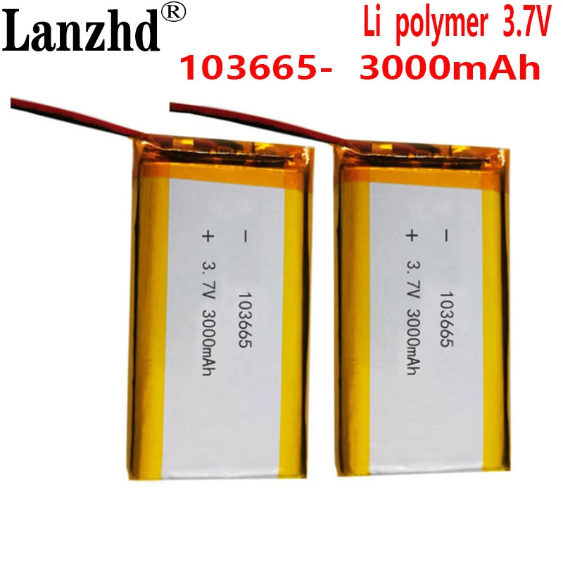 

Rechargeable batteries 103665 polymer lithium battery 3.7V 3000mah For story machine / Game Handle With Connector Ph2.0