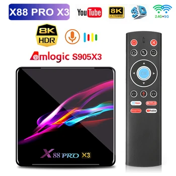 

X88 PRO Amlogic S905X3 Android 9.0 TV Box 4GB 128GB 8K Quad-core 1080p Google Voice Assistant Set top Box PK X96AIR H96 MAX X3