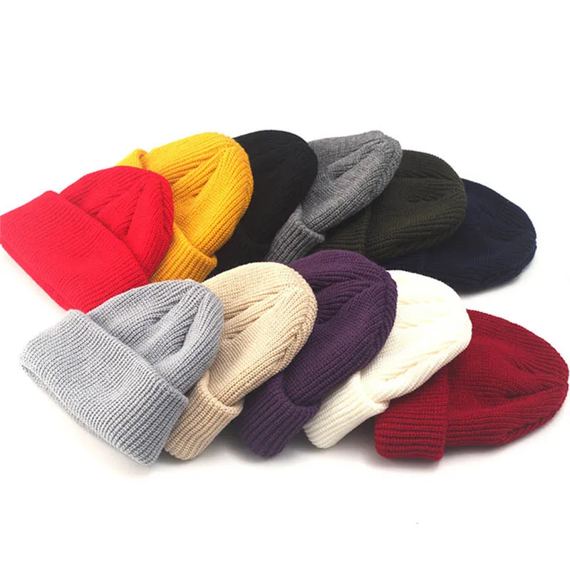 

2019 New Solid Color Unisex Beanie Autumn Winter Couple Knitted Wool Cap Soft Keep Warm Women Hat Girls Casual Cap Men Beanies