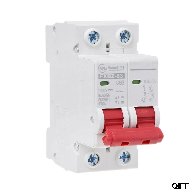 Прямая поставка и 2P DC 1000 в солнечный мини-выключатель 10A/16A/32A/50A/63A DC фотоэлектрический MCB 5 августа