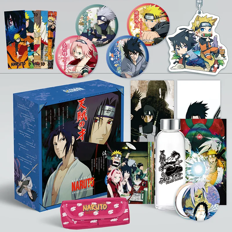 

1Pc Anime Naruto Comic Set Sasuke Water Cup Postcard Sticker Poster Luxury Gift Box Anime Around
