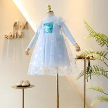 Осенне-зимнее модное платье принцессы для девочек, детское теплое флисовое платье с пайетками, костюм принцессы, детское рождественское платье