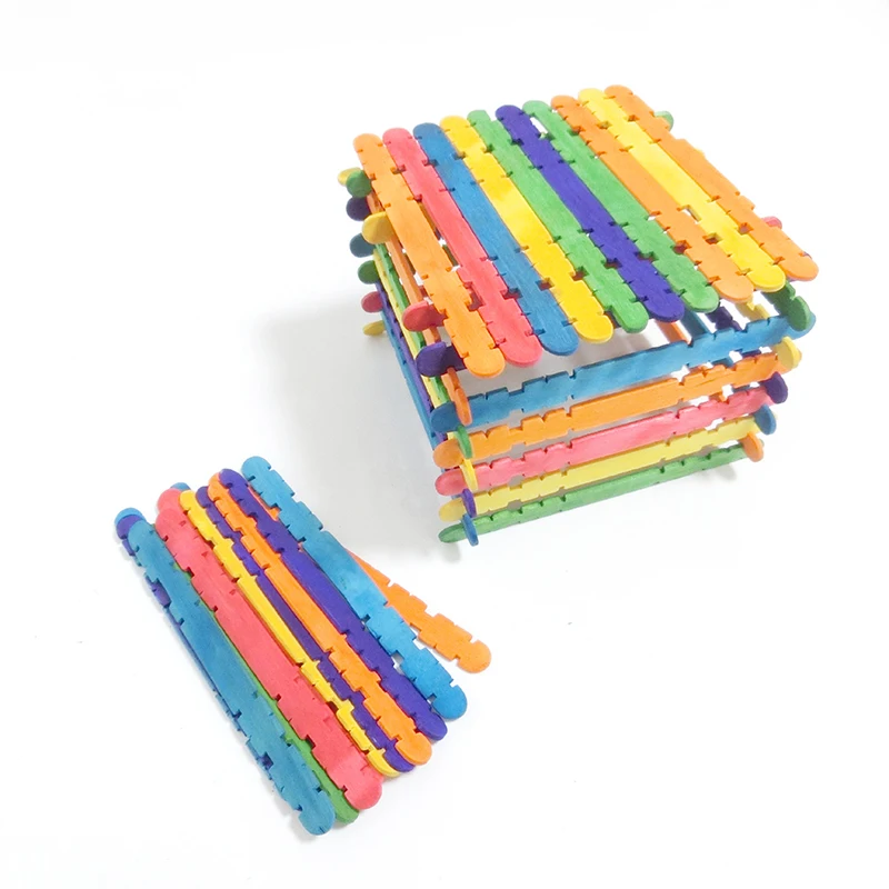 50 Pcs Colorful Popsicle Sticks Sawtooth Wood Craft Stick Colorful