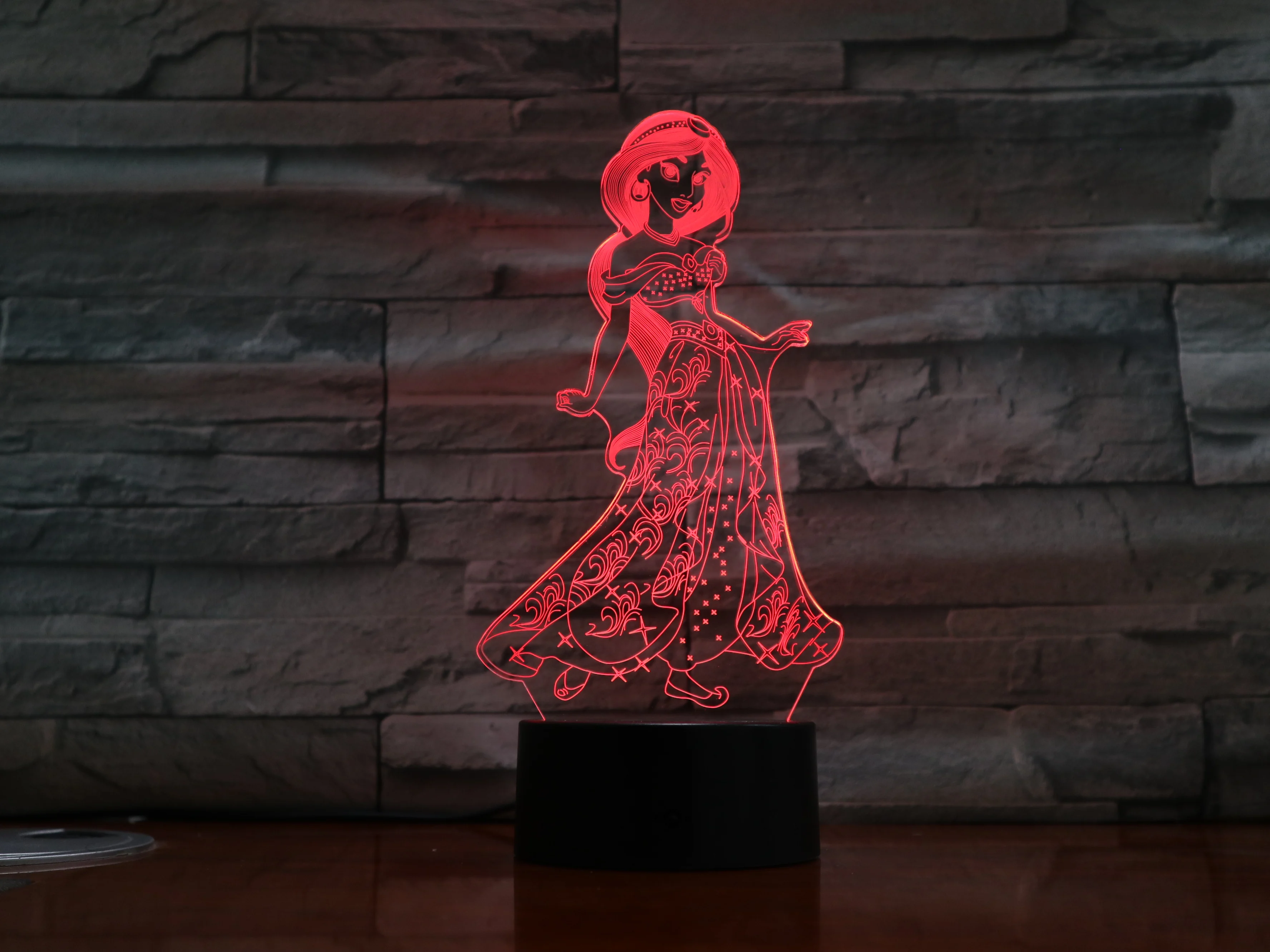 

USB 3D Led Night Light Decoration Girls Children Kids Baby Gifts 7 Color Changing Visual Table Lamp Princess Jasmine Figure