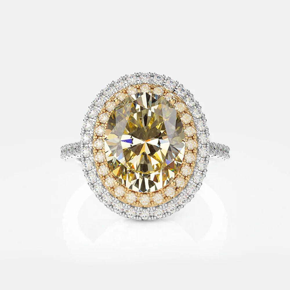 Yellow Gold - Yellow Rainbamabom 925 Твердое Стерлинговое серебро создан муассанит драгоценный камень по месяцу рождения Обручальное кольцо хорошее ювелирное изделие подарок - Цвет камня: Yellow Gold - Yellow