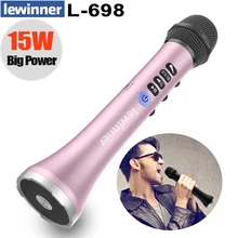 Lewinner – haut parleur professionnel, 15W, portable, USB, sans fil, Bluetooth, karaoké, microphone dynamique 