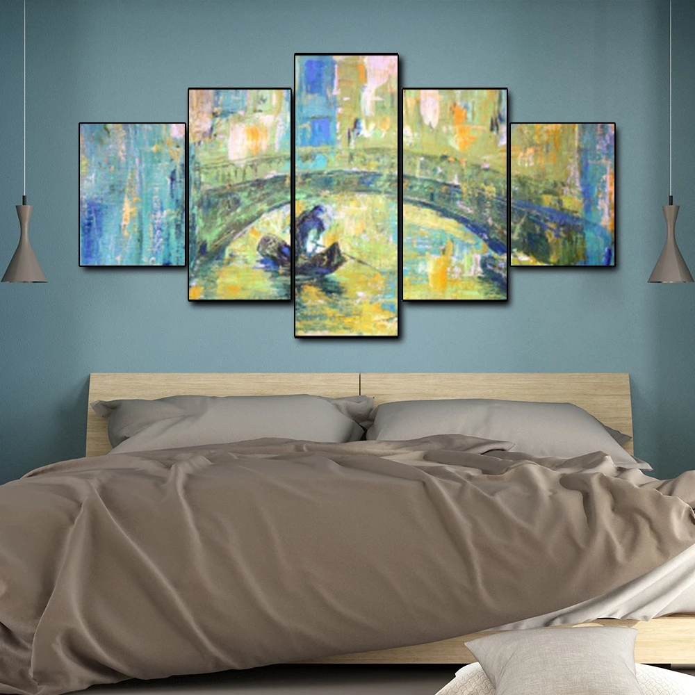 Canvas Art Oil Painting Water town Stone arch bridge Boat Art Poster Picture Wall Decor Modern Home Decoration For Living room Canvas Art Oil Painting Water town Stone arch bridge Boat Art Poster Picture Wall Decor Modern Home Decoration For Living room