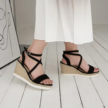 

CHIMIZHAI Sandals Woman Wedges Heels 9CM Shoes Summer Women Shoes Lady Casual High Heels Shoes Platform Sandals MY272