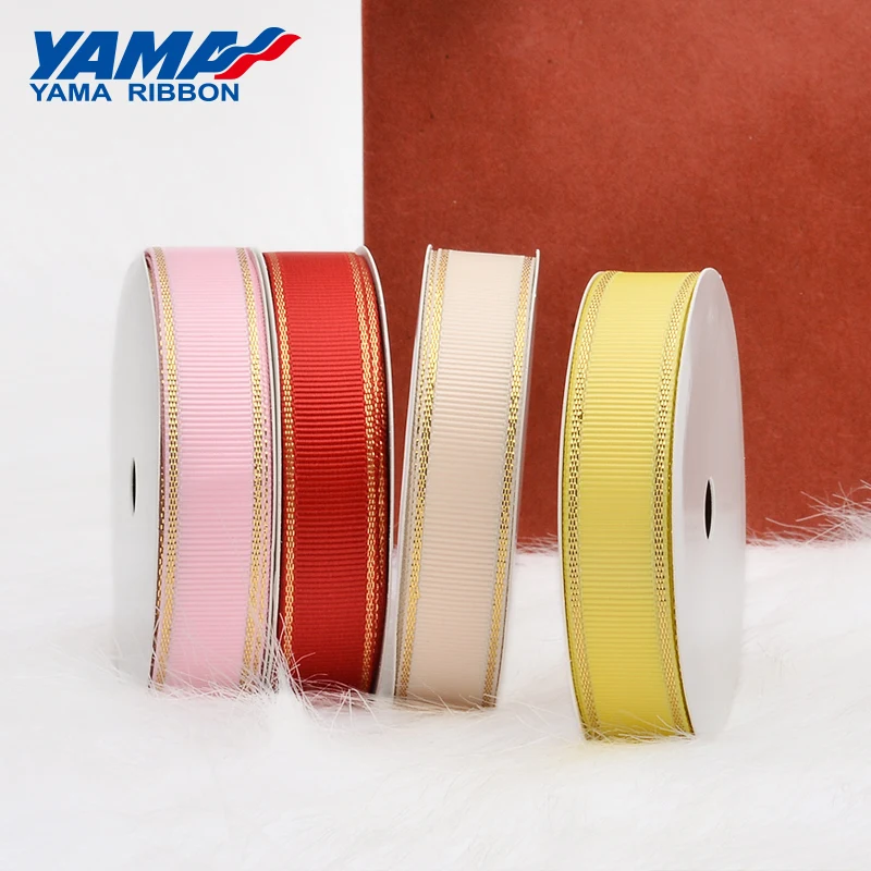 Ribbon Decoration Ribbon Supplies Grosgrain Ribbon Wrapping Ribbon 6mm 9mm 16mm 25mm 38mm Wide 100yards Gold Metallic Edge Grosgrain Ribbon Diy Gift Packing Decoration Wedding Crafts