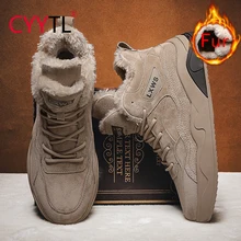 

CYYTL 2021 Winter Men's Keep Warm Shoes Fur Lining Suede Leather Ankle Short Snow Booties Outdoor Male Walking Casual Sneakers