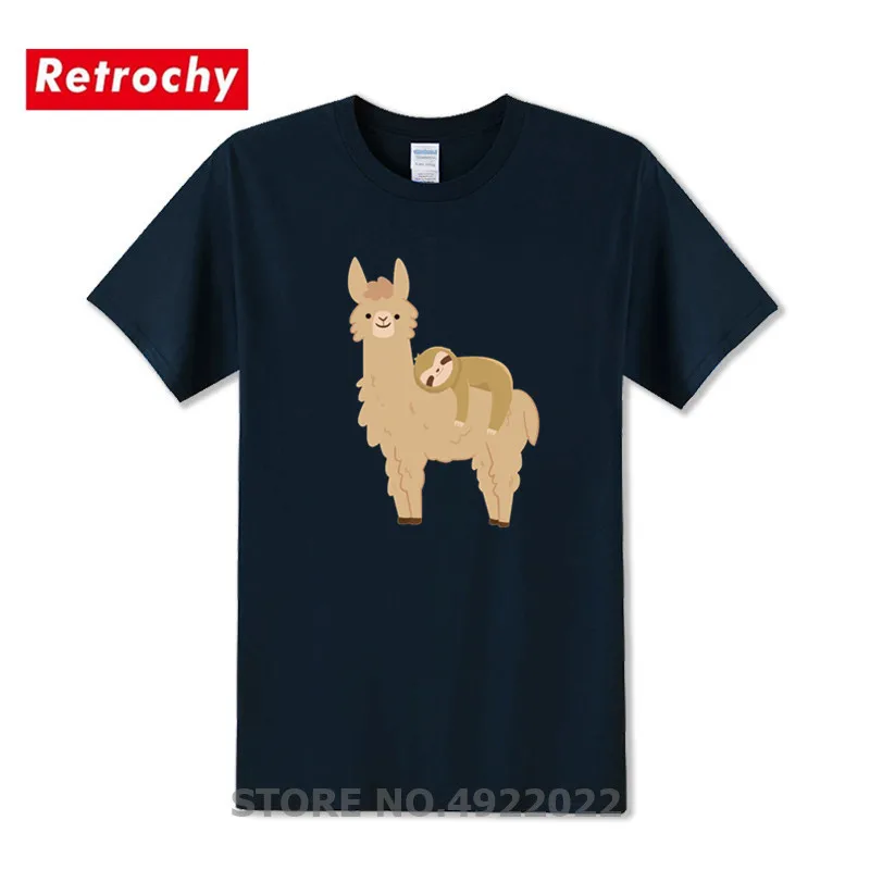 

Geek Hipster Tshirt Novelty Parody Adorable Sloth Laying on a Llama T Shirt Men's Short Sleeves O-neck Cute Sloth Llama T-shirts