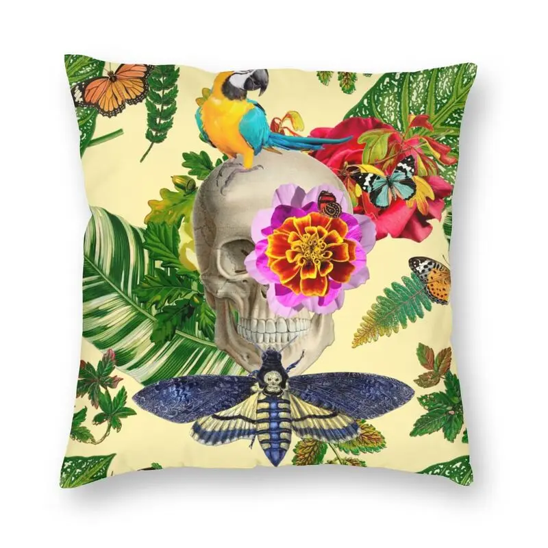 

Halloween Skull Cushion Covers Sofa Decoration Horror Spooky Tropical Floral Square Throw Pillow Cover 40x40