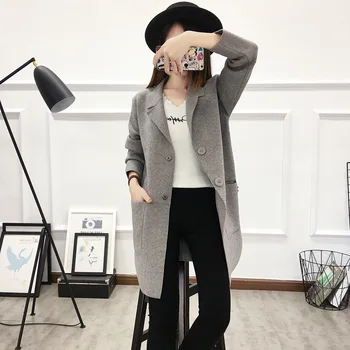 

New Autumn Spring Thin Long Cardigan Knitted Women Casual Coat Slim Fit Solid Female Cardigan Korean Womens Clothing Five Colors