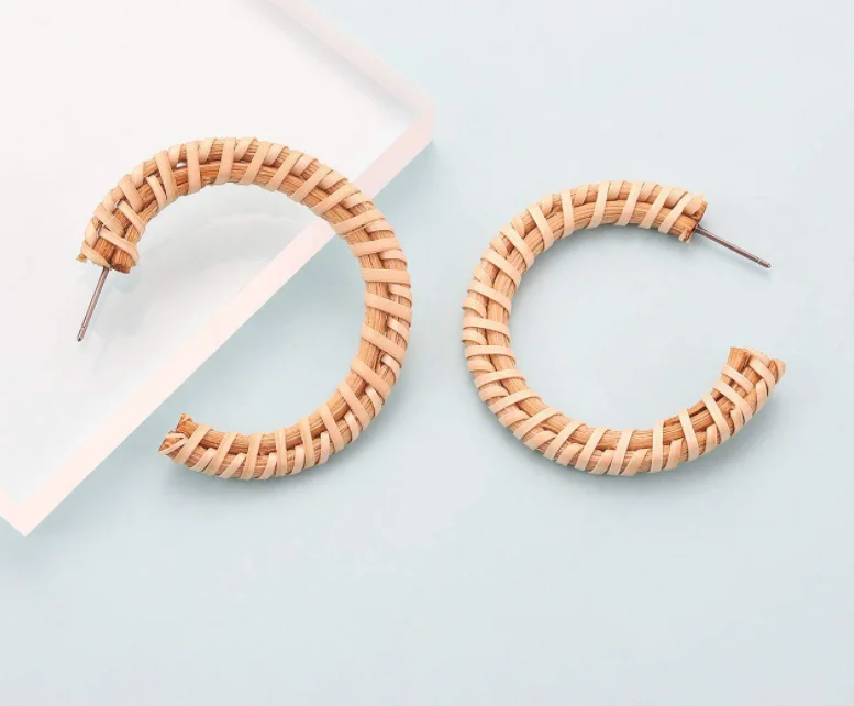 

Free Shipping HER056 100Pairs/lot Woven Earrings Fashion Women Wearing Jewelry Wholesales High Quality Natural Material