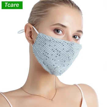 

Tcare Summer Ultra-thin Unisex Cotton Anti-fog Sequined Face Mask Washable Reuseable Adjustable Mouth Cover Anti Dust Mask