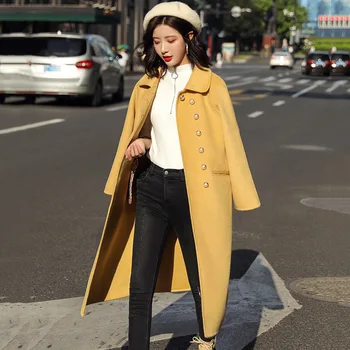 

2019 autumn and winter new Korean version of the knee-length mid-length woolen coat Hepburn fashion bf female tide