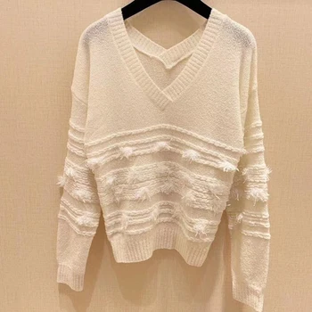 

2019 Autumn winter cashmere sweater women fashion women v-neck sweaters pullover warm Long sleeve Knitted Sweater