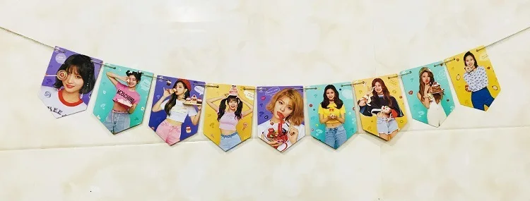 TWICE 9Pcs A KPOP BLACKPINK TWICE GOT7 Jackson SEVENTEEN подвесной флаг плакат HD Висячие Фото Картина декоративная подвесная фигурка поставки вентилятор подарки - Цвет: TWICE 9Pcs A