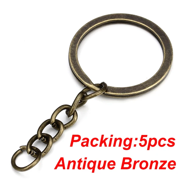 5-20pcs/lot Key Chain Key Ring keychain Bronze Rhodium Gold 28mm Long Round Split Keyrings Keychain Jewelry Making Wholesale DIY 5PCS Antique Bronze