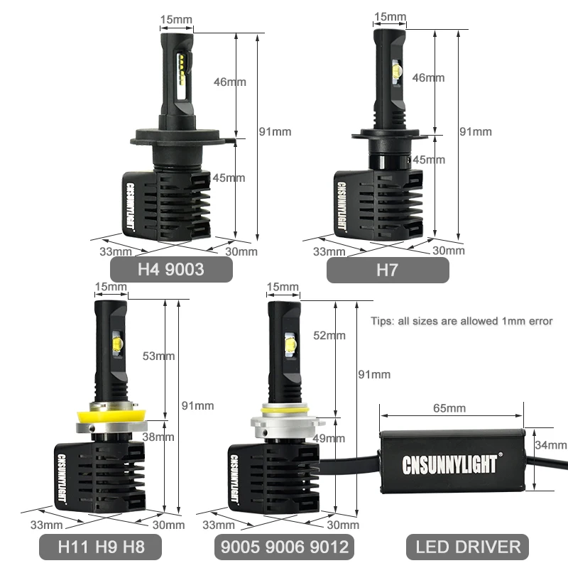Тип СВЕТОДИОДА направленного света CNSUNNYLIGHT-светодиодный фар автомобиля Kit с Lumi светодиодный s MX чипы H4 H7 H8 H11 9005 HB3 9006 HB4 H13 9007 D1S H15 белый 6000 К лампы
