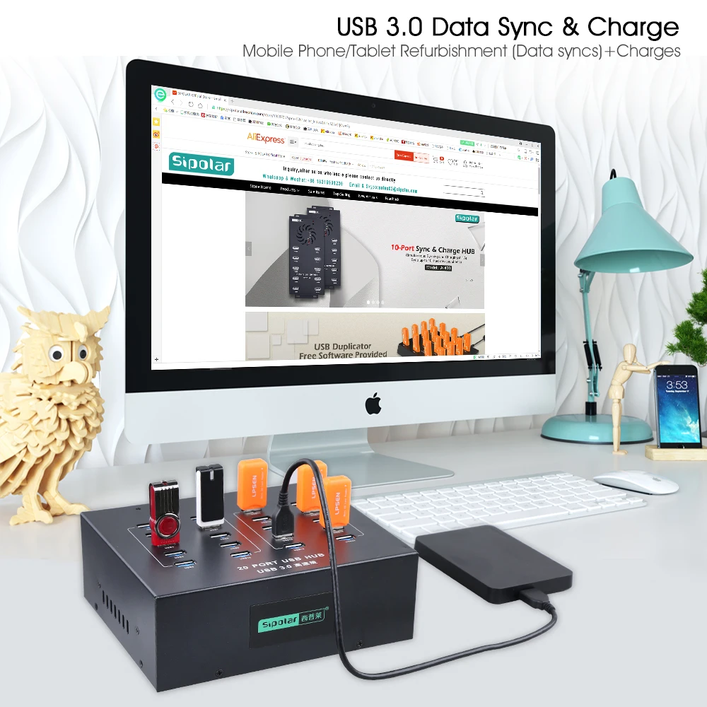 Sipolar 3,0 Супер скорость 5 Гбит/с 20 портов мульти usb-хаб зарядное устройство и синхронизация данных концентратор сплиттер для правоприменительных рекордеров мобильного телефона