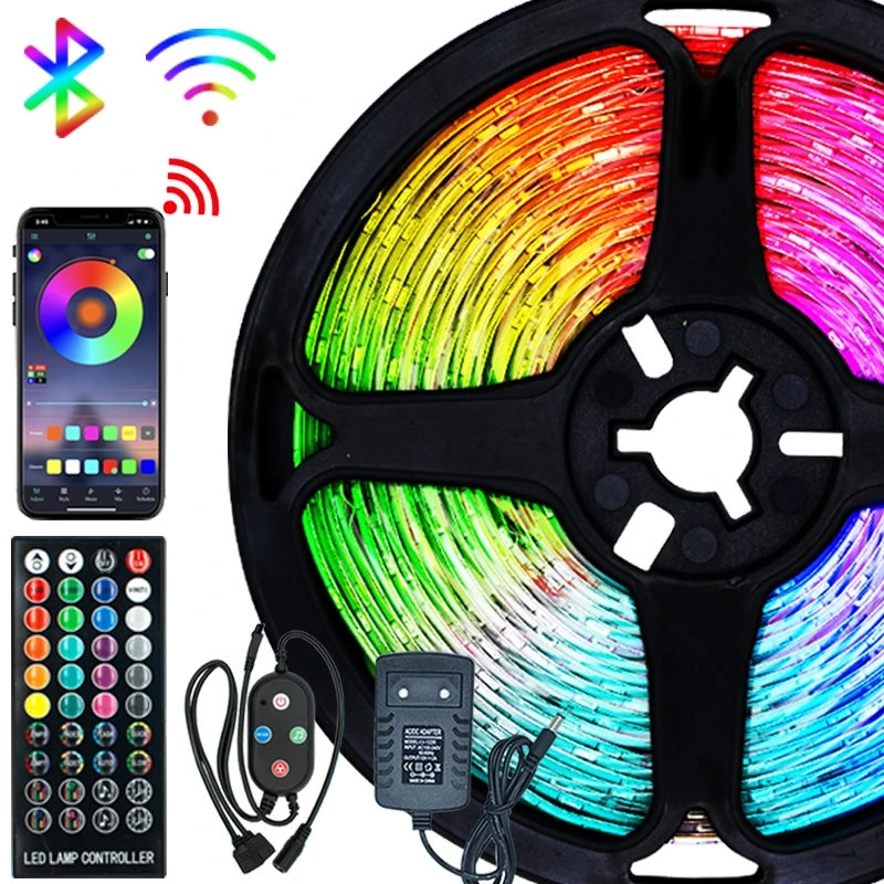 Светодиодная лента водонепроницаемая гибкая RGB 2835 с Bluetooth управлением 12 в пост.