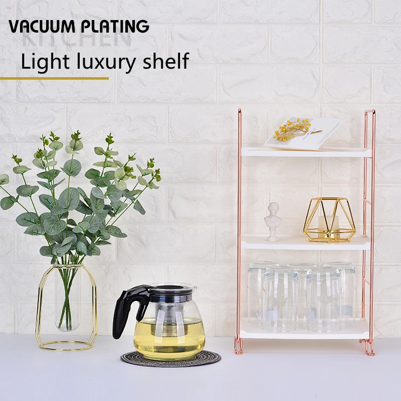 Storage Rack Rose Gold Iron Kitchen Supplies Rose Gold Bathroom