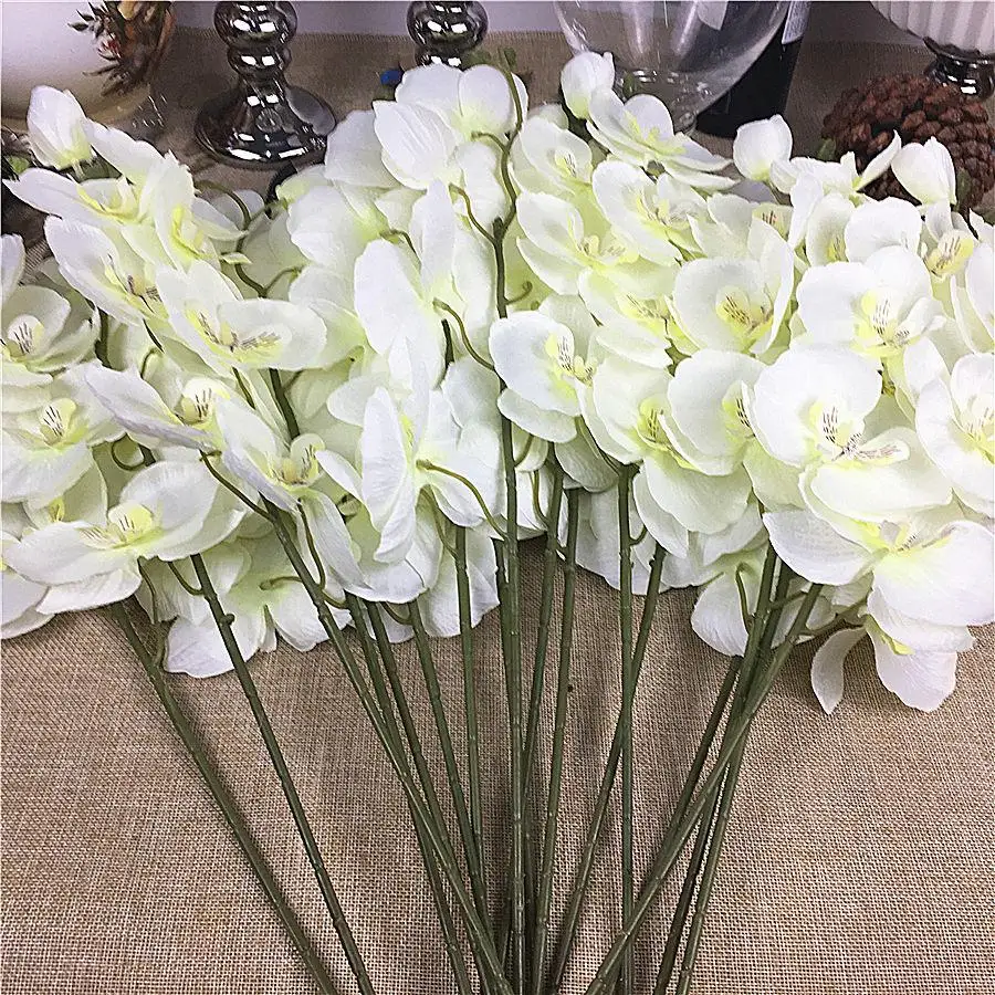 

20Pcs/lot Wholesale white Orchid branches Artificial Flowers for wedding party Decoration orchids cheap flowers