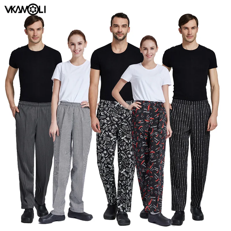 

vkamoli 2019 Hotel cook waiter pants Cookchef work clothes restaurant Chef Elastic trousers work clothes men chef pants uniform