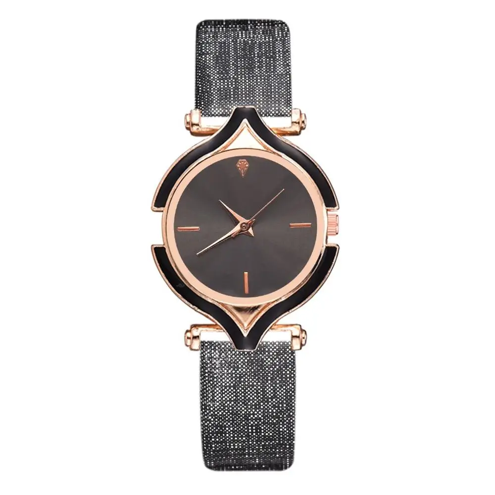 Модные простые женские спортивные часы женские повседневные кожаные платья Кварцевые часы Montre Femme женские часы Relojes - Цвет: Черный