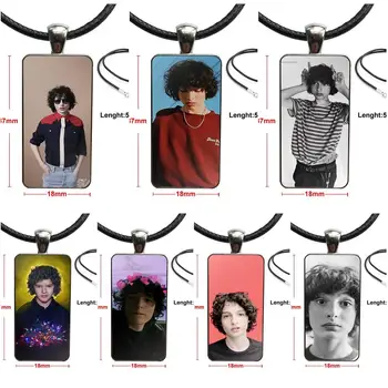 

For Women Girl Gift Tv Finn Wolfhard Stranger Gs Glass Cabochon Pendant Necklace Rectangle Fashion Necklace