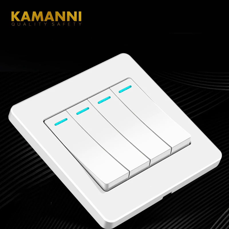 KAMANNI wall switch 1/2/3/4 combination button LED light lighting switch on / off wall switch button switch plastic panel