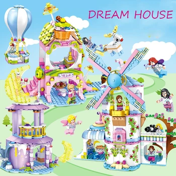 

Princess Building Blocks Windmill Moon House Bricks Dessert Shop Compatible Brand Friends Model Set Children DIY Toys WJ042