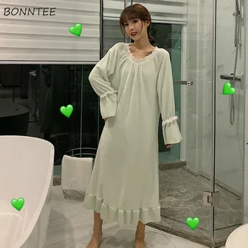 

Sleepshirts Women Thickening Warm Long Sleeve Daily Lovely Ulzzang Harajuku Womens Students Korean Style Comfortable Detailed