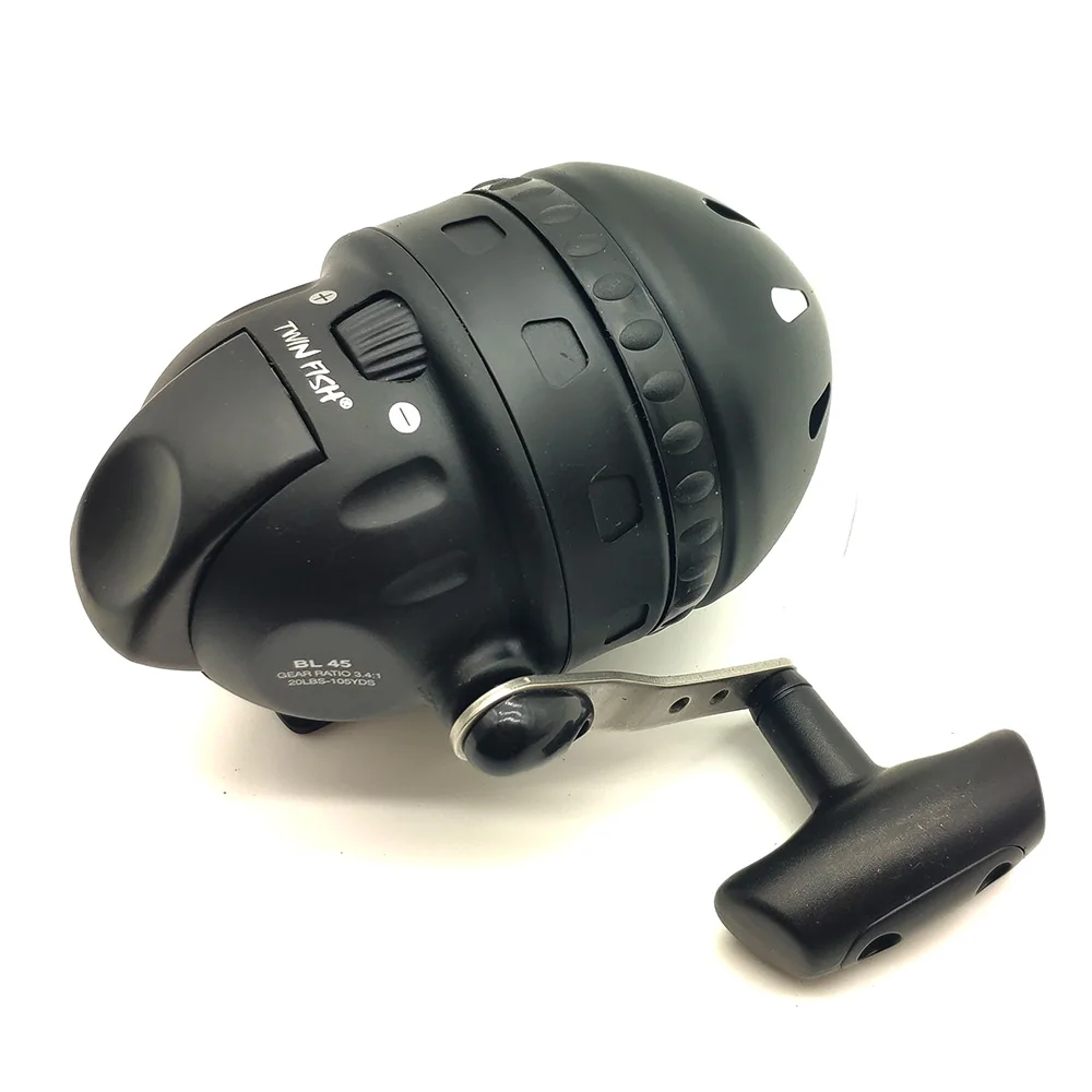 BL45 Large Closed Fishing Reel Outdoor Slingshot Shoot Fish Metal Spool with 6# PE Line 55M fishing reels