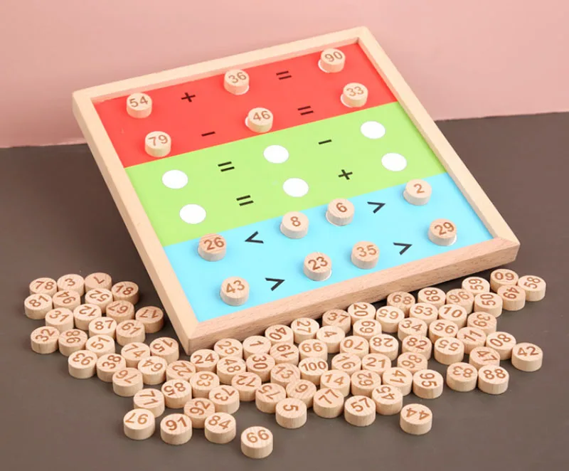Montessori Educational Wooden Toys Children Baby Toys 1-100 Digit Table Math Addition SubtractionTeaching Aids Learning Toys
