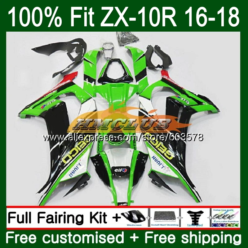 Инъекции для KAWASAKI ZX-10R 1000CC ZX10R 16, 17, 18, 120CL. 7 зеленый ZX1000 ZX 1000 ZX 10 сотрудников отдела исследований 10R обтекатель oem - Цвет: No. 1