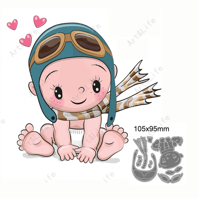 Top Hot New Lovely Cute Little Babies Metal Cutting Dies Stencils for Making Scrapbooking Album Birthday Card Embossing Cut Die Size 105x95mm